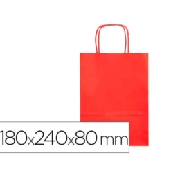 BOLSA PAPEL Q-CONNECT CELULOSA ROJO XS CON ASA RETORCIDA 180X240X80 MM