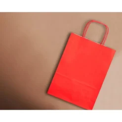 BOLSA PAPEL Q-CONNECT CELULOSA ROJO XS CON ASA RETORCIDA 180X240X80 MM