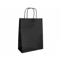 BOLSA PAPEL Q-CONNECT CELULOSA NEGRO XS CON ASA RETORCIDA 180X240X80 MM