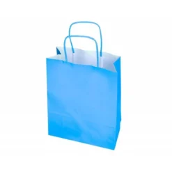 BOLSA PAPEL Q-CONNECT CELULOSA CELESTE XS CON ASA RETORCIDA 180X240X80 MM
