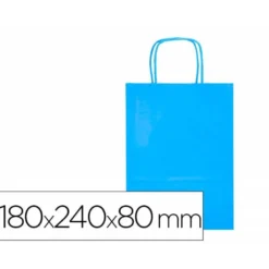 BOLSA PAPEL Q-CONNECT CELULOSA CELESTE XS CON ASA RETORCIDA 180X240X80 MM