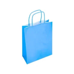 BOLSA PAPEL Q-CONNECT CELULOSA CELESTE S CON ASA RETORCIDA 240X320X10 MM
