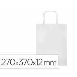 BOLSA PAPEL Q-CONNECT CELULOSA BLANCO M CON ASA RETORCIDA 270X370X12 MM