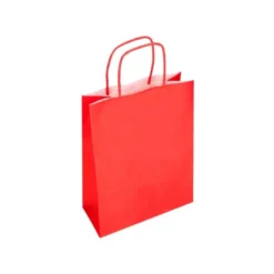 BOLSA PAPEL Q-CONNECT CELULOSA ROJO M CON ASA RETORCIDA 270X370X12 MM