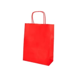 BOLSA PAPEL Q-CONNECT CELULOSA ROJO M CON ASA RETORCIDA 270X370X12 MM
