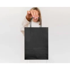 BOLSA PAPEL Q-CONNECT CELULOSA NEGRO M CON ASA RETORCIDA 270X370X12 MM