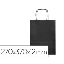 BOLSA PAPEL Q-CONNECT CELULOSA NEGRO M CON ASA RETORCIDA 270X370X12 MM