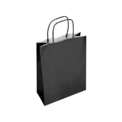 BOLSA PAPEL Q-CONNECT CELULOSA NEGRO M CON ASA RETORCIDA 270X370X12 MM