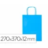 BOLSA PAPEL Q-CONNECT CELULOSA CELESTE M CON ASA RETORCIDA 270X370X12 MM