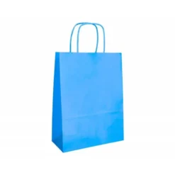 BOLSA PAPEL Q-CONNECT CELULOSA CELESTE M CON ASA RETORCIDA 270X370X12 MM