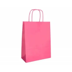 BOLSA PAPEL Q-CONNECT CELULOSA ROSA M CON ASA RETORCIDA 270X370X12 MM