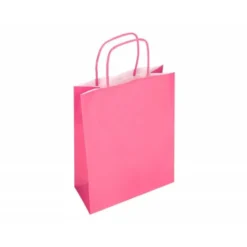 BOLSA PAPEL Q-CONNECT CELULOSA ROSA M CON ASA RETORCIDA 270X370X12 MM