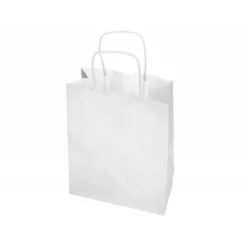 BOLSA PAPEL Q-CONNECT CELULOSA BLANCO L CON ASA RETORCIDA 320X400X14 MM