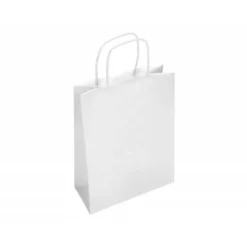 BOLSA PAPEL Q-CONNECT CELULOSA BLANCO L CON ASA RETORCIDA 320X400X14 MM