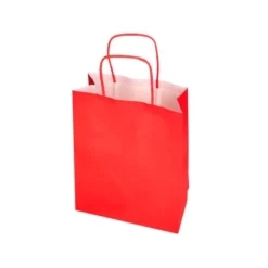BOLSA PAPEL Q-CONNECT CELULOSA ROJO L CON ASA RETORCIDA 320X400X14 MM