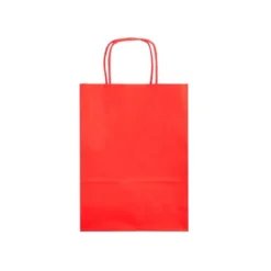 BOLSA PAPEL Q-CONNECT CELULOSA ROJO L CON ASA RETORCIDA 320X400X14 MM