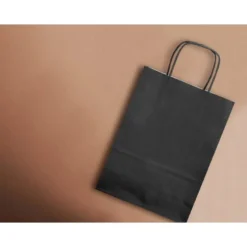 BOLSA PAPEL Q-CONNECT CELULOSA NEGRO L CON ASA RETORCIDA 320X400X14 MM