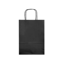 BOLSA PAPEL Q-CONNECT CELULOSA NEGRO L CON ASA RETORCIDA 320X400X14 MM