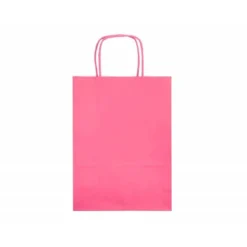 BOLSA PAPEL Q-CONNECT CELULOSA ROSA XS CON ASA RETORCIDA 180X240X80 MM