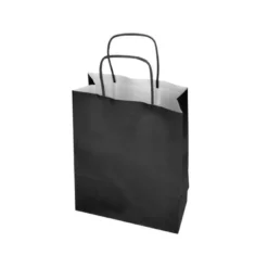 BOLSA PAPEL Q-CONNECT CELULOSA NEGRO S CON ASA RETORCIDA 240X320X10 MM