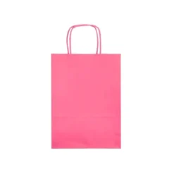 BOLSA PAPEL Q-CONNECT CELULOSA ROSA S CON ASA RETORCIDA 240X320X10 MM
