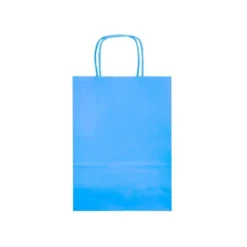 BOLSA PAPEL Q-CONNECT CELULOSA CELESTE L CON ASA RETORCIDA 320X400X14 MM