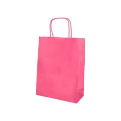 BOLSA PAPEL Q-CONNECT CELULOSA ROSA L CON ASA RETORCIDA 320X400X14 MM