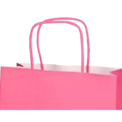 BOLSA PAPEL Q-CONNECT CELULOSA ROSA L CON ASA RETORCIDA 320X400X14 MM