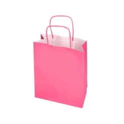 BOLSA PAPEL Q-CONNECT CELULOSA ROSA L CON ASA RETORCIDA 320X400X14 MM
