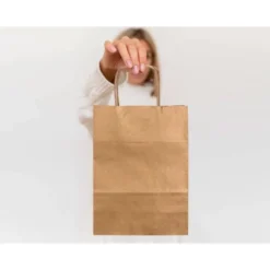 BOLSA PAPEL Q-CONNECT KRAFT NATURAL LISO XS CON ASA RETORCIDA 180X240X80 MM
