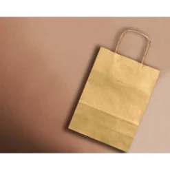 BOLSA PAPEL Q-CONNECT KRAFT ORO L CON ASA RETORCIDA 320X400X14 MM