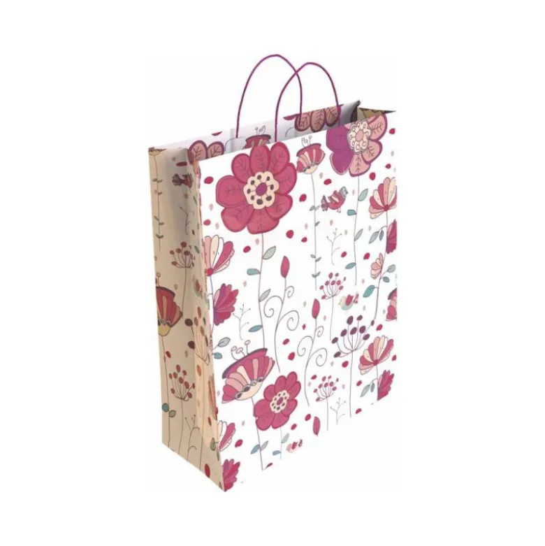 BOLSA PARA REGALO BASIKA PAPEL ESTUCADO 160 GR TODO AÑO CON ASA RETORCIDA TAMAÑO S 24+10X32 CM