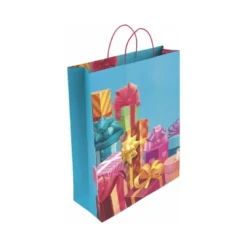 BOLSA PARA REGALO BASIKA PAPEL ESTUCADO 160 GR TODO AÑO CON ASA RETORCIDA TAMAÑO S 24+10X32 CM