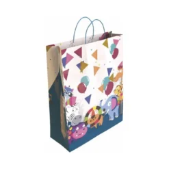 BOLSA PARA REGALO BASIKA PAPEL ESTUCADO 160 GR TODO AÑO CON ASA RETORCIDA TAMAÑO S 24+10X32 CM