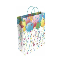 BOLSA PARA REGALO BASIKA PAPEL ESTUCADO 160 GR TODO AÑO CON ASA RETORCIDA TAMAÑO S 24+10X32 CM