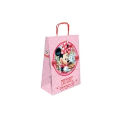 BOLSA PARA REGALO BASIKA PAPEL CELULOSA 90 GR MINNIE CON ASA RETORCIDA TAMAÑO S 240X100X320MM