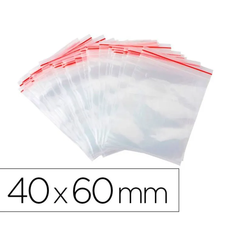 BOLSA PLASTICO AUTOCIERRE Q-CONNECT 40X60 MM PAQUETE DE 100 UNIDADES