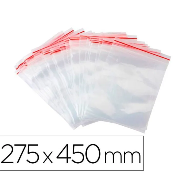 BOLSA PLASTICO AUTOCIERRE Q-CONNECT 275X450 MM PAQUETE DE 100 UNIDADES