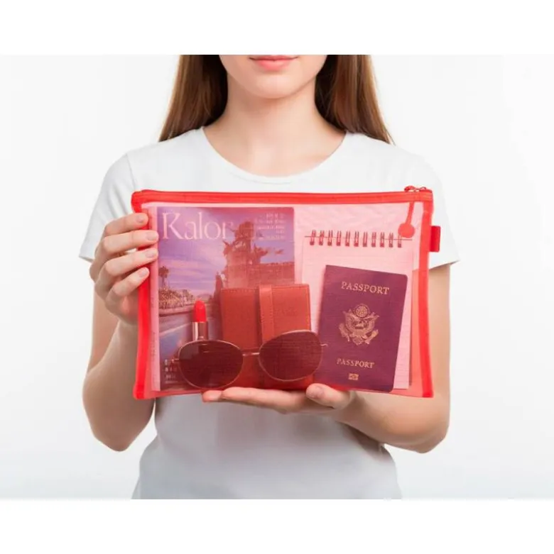 BOLSA ZIPPER BAG LIDERPAPEL POLIESTER TRANSPIRABLE MULTIUSOS DIN A4 ROJO