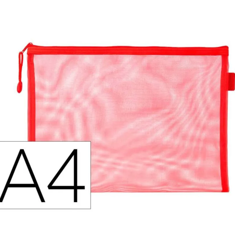 BOLSA ZIPPER BAG LIDERPAPEL POLIESTER TRANSPIRABLE MULTIUSOS DIN A4 ROJO
