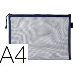 BOLSA ZIPPER BAG LIDERPAPEL POLIESTER TRANSPIRABLE MULTIUSOS DIN A4 AZUL MARINO