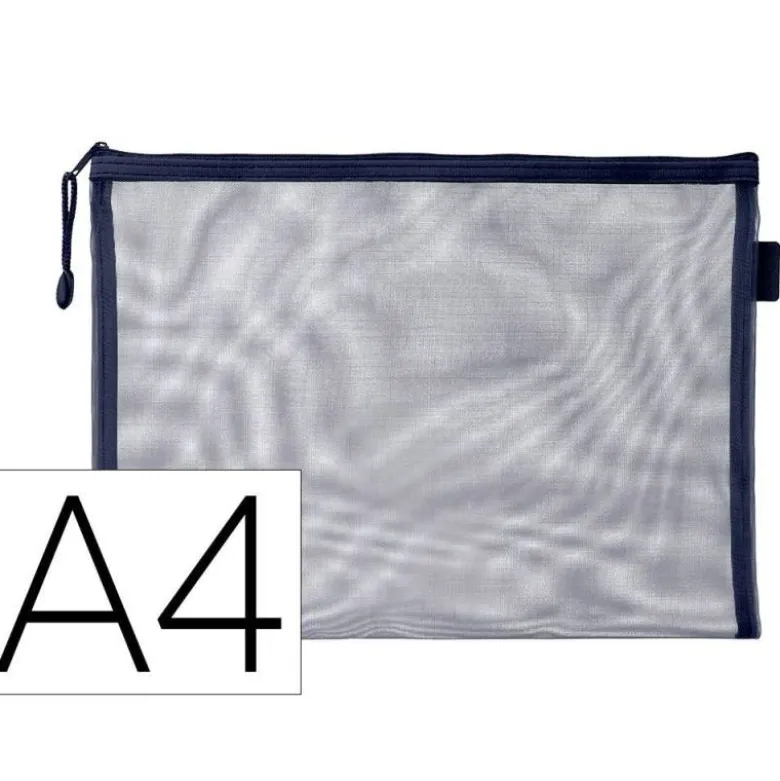 BOLSA ZIPPER BAG LIDERPAPEL POLIESTER TRANSPIRABLE MULTIUSOS DIN A4 AZUL MARINO