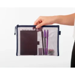 BOLSA ZIPPER BAG LIDERPAPEL POLIESTER TRANSPIRABLE MULTIUSOS DIN A5 AZUL MARINO