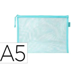 BOLSA ZIPPER BAG LIDERPAPEL POLIESTER TRANSPIRABLE MULTIUSOS DIN A5 AZUL PASTEL