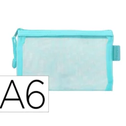 BOLSA ZIPPER BAG LIDERPAPEL POLIESTER TRANSPIRABLE MULTIUSOS DIN A6 AZUL PASTEL