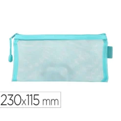 BOLSA ZIPPER BAG LIDERPAPEL POLIESTER TRANSPIRABLE MULTIUSOS TICKET 230X115 MM AZUL PASTEL