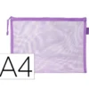 BOLSA ZIPPER BAG LIDERPAPEL POLIESTER TRANSPIRABLE MULTIUSOS DIN A4 MORADO PASTEL