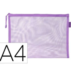 BOLSA ZIPPER BAG LIDERPAPEL POLIESTER TRANSPIRABLE MULTIUSOS DIN A4 MORADO PASTEL