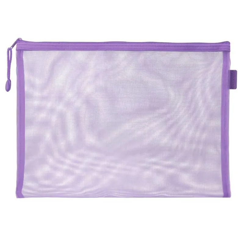 BOLSA ZIPPER BAG LIDERPAPEL POLIESTER TRANSPIRABLE MULTIUSOS DIN A4 MORADO PASTEL