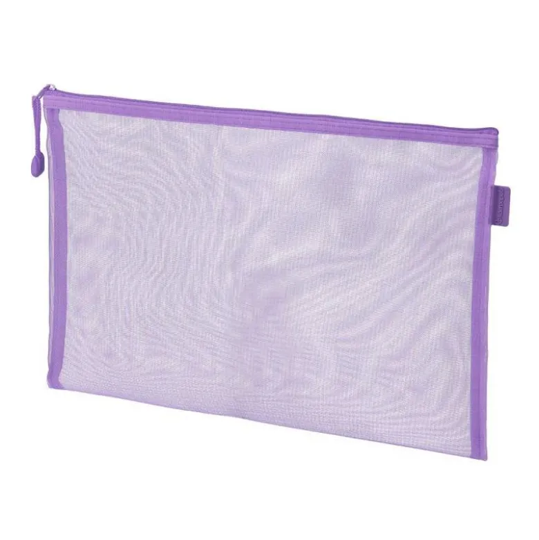 BOLSA ZIPPER BAG LIDERPAPEL POLIESTER TRANSPIRABLE MULTIUSOS DIN A4 MORADO PASTEL